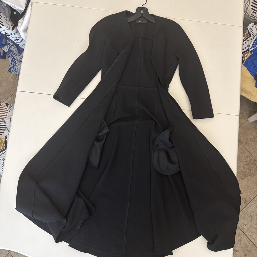 Akris Punto Black Zip Front Fit Flare Midi Dress Long Sleeve Pockets US 4 IT 40 - Picture 4 of 16